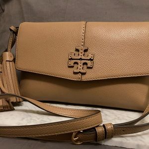Tory Burch Mcgraw Tiramisu Leather Cross Body Bag